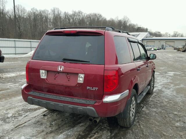 2HKYF18604H567608 - 2004 HONDA PILOT EXL RED photo 4