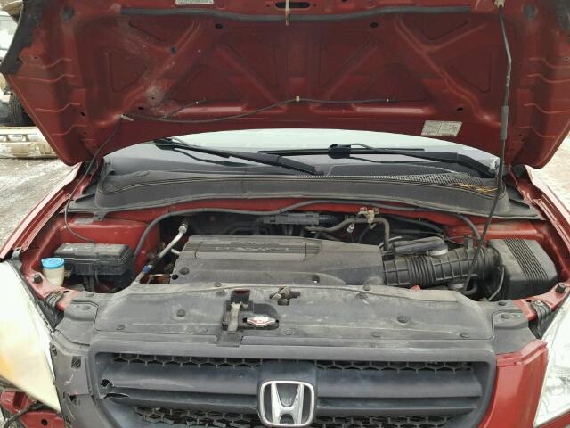 2HKYF18604H567608 - 2004 HONDA PILOT EXL RED photo 7