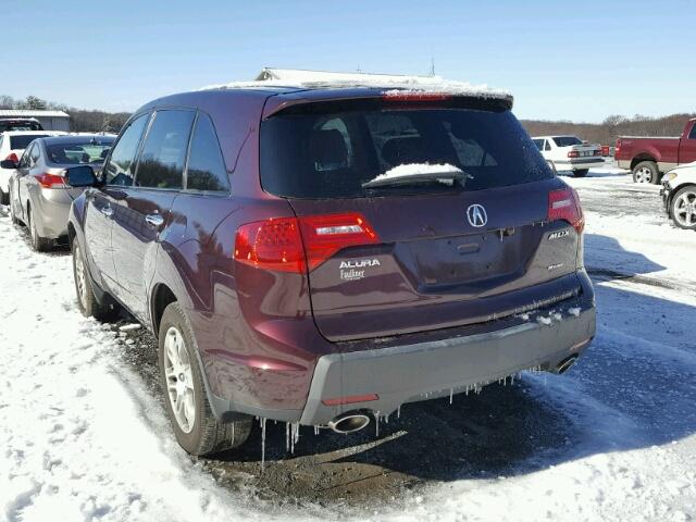 2HNYD28689H524950 - 2009 ACURA MDX TECHNO BURGUNDY photo 3