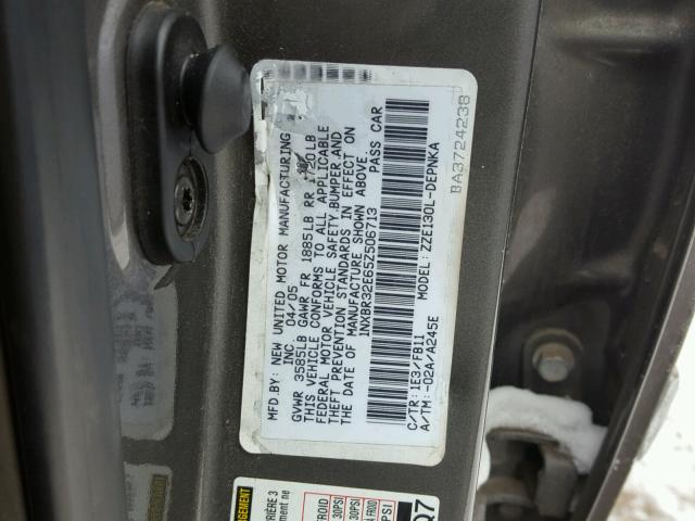 1NXBR32E65Z506713 - 2005 TOYOTA COROLLA CE GRAY photo 10