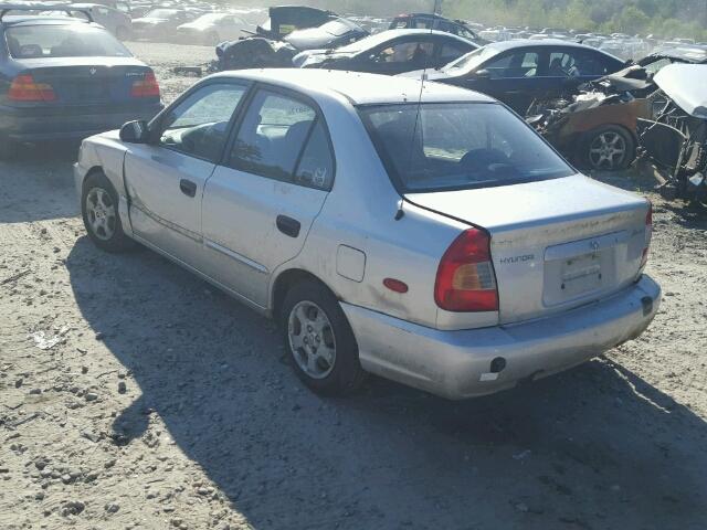 KMHCG45C32U316566 - 2002 HYUNDAI ACCENT GL SILVER photo 3