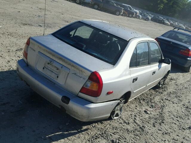 KMHCG45C32U316566 - 2002 HYUNDAI ACCENT GL SILVER photo 4