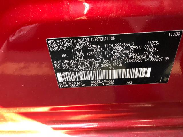 JTMDK4DV3AD012615 - 2010 TOYOTA RAV4 LIMIT RED photo 10