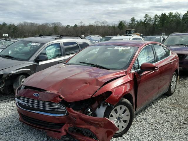 3FA6P0G7XER372144 - 2014 FORD FUSION S BURGUNDY photo 2