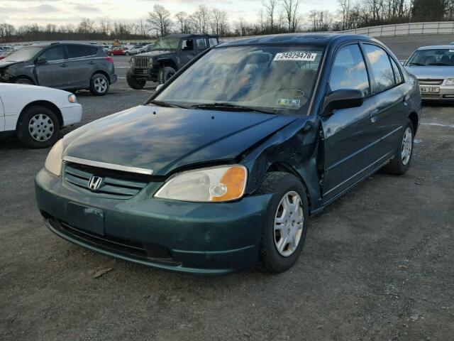 2HGES15511H526873 - 2001 HONDA CIVIC LX GREEN photo 2