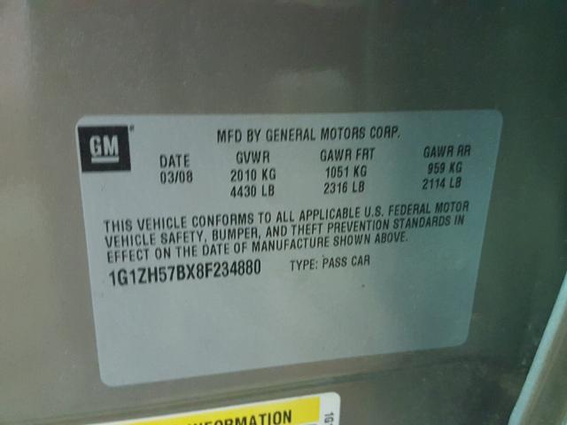 1G1ZH57BX8F234880 - 2008 CHEVROLET MALIBU 1LT 棕色 照片 10