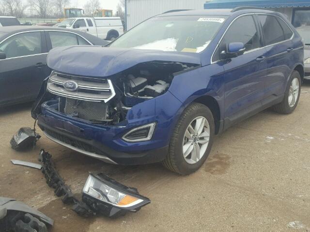 2FMTK4J87FBB39760 - 2015 FORD EDGE SEL BLUE photo 2