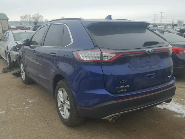 2FMTK4J87FBB39760 - 2015 FORD EDGE SEL BLUE photo 3