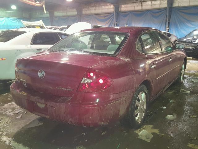 2G4WC532651307031 - 2005 BUICK LACROSSE C RED photo 4