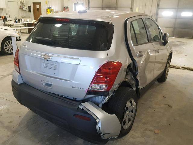 KL7CJKSB6FB204218 - 2015 CHEVROLET TRAX LS SILVER photo 4