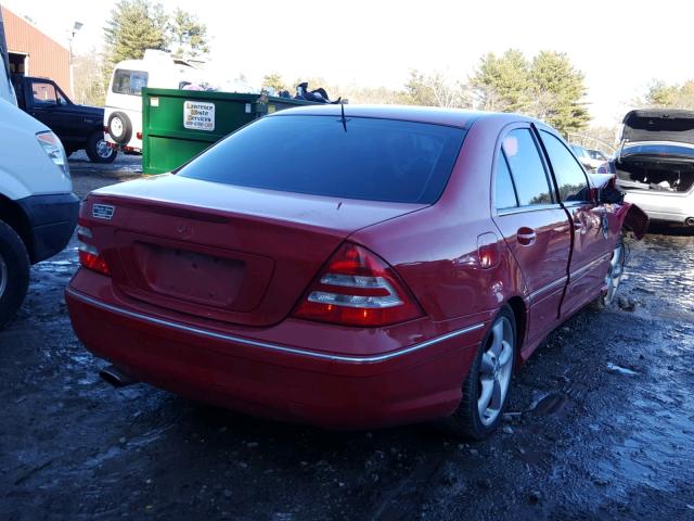 WDBRF52H66F743837 - 2006 MERCEDES-BENZ C GENERATI RED photo 4