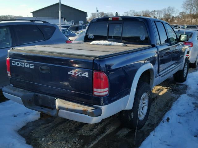 1B7HG48N02S606363 - 2002 DODGE DAKOTA QUA BLUE photo 4