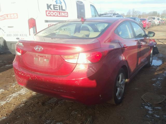 KMHDH4AE4CU360098 - 2012 HYUNDAI ELANTRA GL RED photo 4