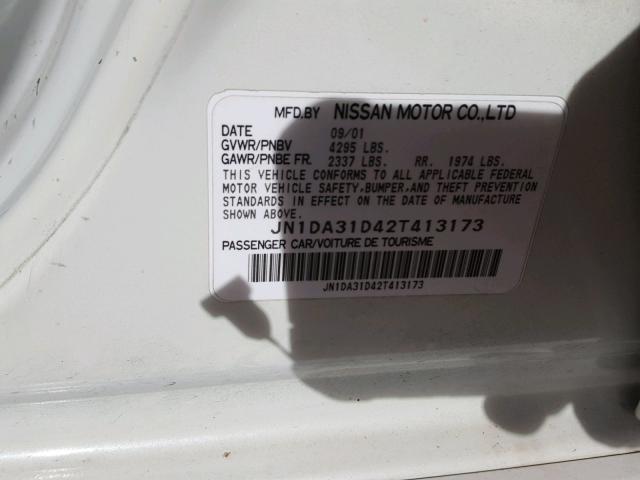 JN1DA31D42T413173 - 2002 NISSAN MAXIMA GLE WHITE photo 10