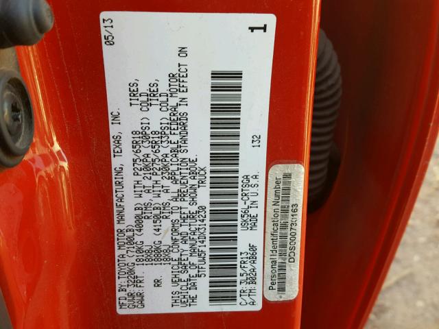 5TFUW5F14DX314230 - 2013 TOYOTA TUNDRA DOU RED photo 10