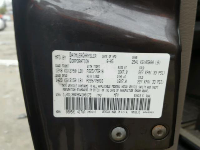 1J4GL38K56W100172 - 2006 JEEP LIBERTY RE GRAY photo 10