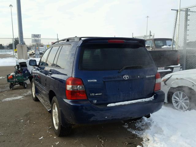 JTEEP21A840034113 - 2004 TOYOTA HIGHLANDER BLUE photo 3