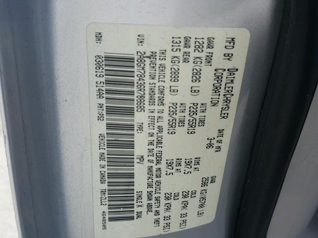 2A8GM78436R788685 - 2006 CHRYSLER PACIFICA L 银色 照片 10