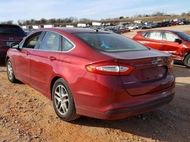 1FA6P0HD7E5396182 - 2014 FORD FUSION SE RED photo 3