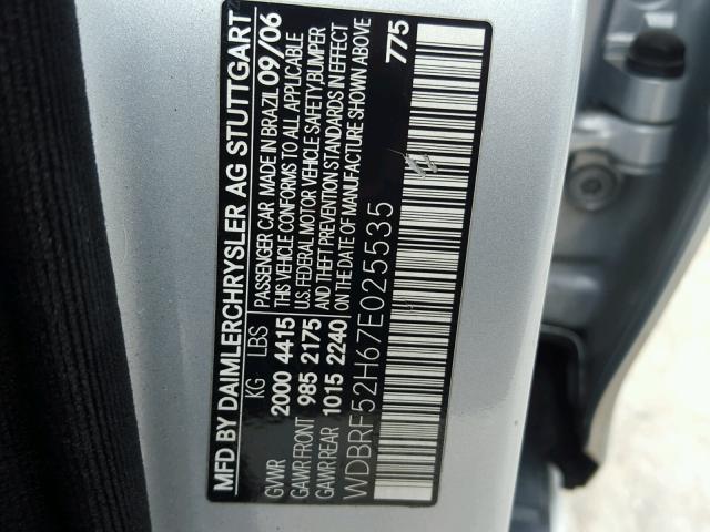 WDBRF52H67E025535 - 2007 MERCEDES-BENZ C 230 SILVER photo 10