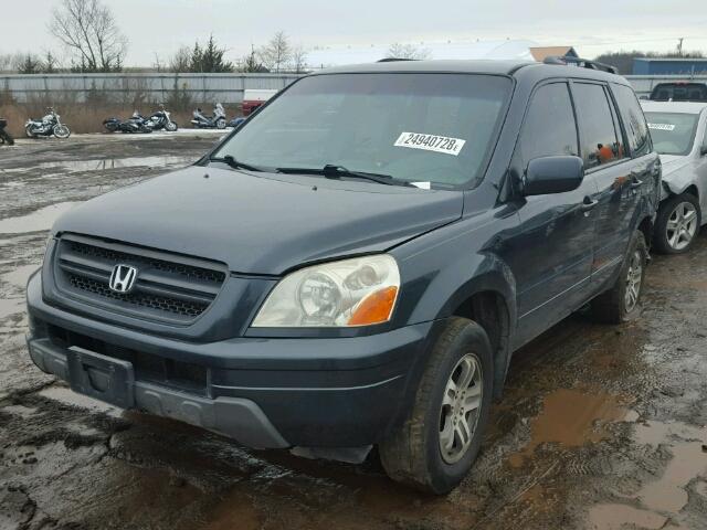 2HKYF186X4H616748 - 2004 HONDA PILOT EXL BLUE photo 2