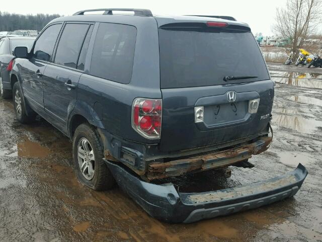 2HKYF186X4H616748 - 2004 HONDA PILOT EXL BLUE photo 3