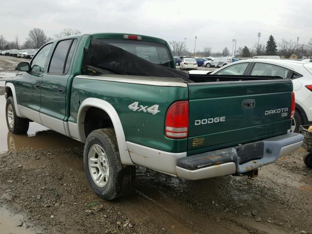 1D7HG48N84S510148 - 2004 DODGE DAKOTA QUA GREEN photo 3