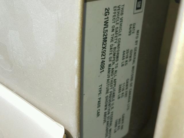 2G1WL52M2X9274081 - 1999 CHEVROLET LUMINA BAS ოქროსფერი ფოტო 10