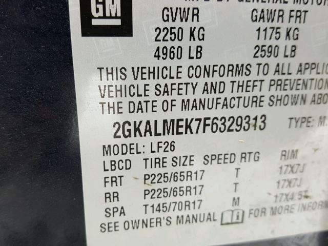 2GKALMEK7F6329313 - 2015 GMC TERRAIN SL BLUE photo 10