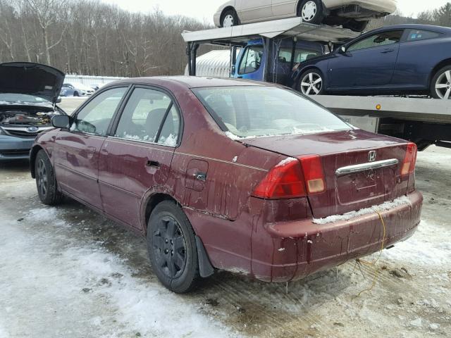 2HGES25782H591258 - 2002 HONDA CIVIC EX MAROON photo 3