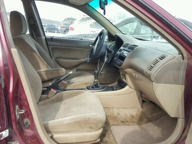 2HGES25782H591258 - 2002 HONDA CIVIC EX მუქწითელი ფოტო 5