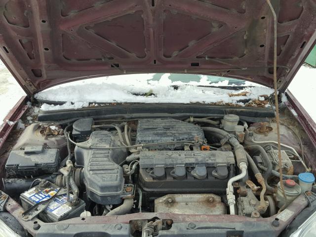 2HGES25782H591258 - 2002 HONDA CIVIC EX მუქწითელი ფოტო 7