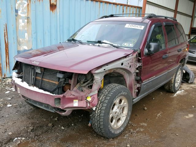 1J4GW48N01C653569 - 2001 JEEP GRAND CHER MAROON photo 2