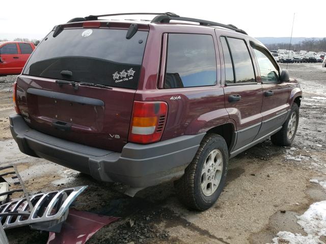 1J4GW48N01C653569 - 2001 JEEP GRAND CHER MAROON photo 4