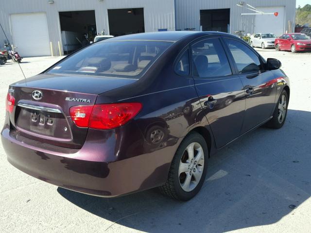 KMHDU46D87U082131 - 2007 HYUNDAI ELANTRA GL PURPLE photo 4