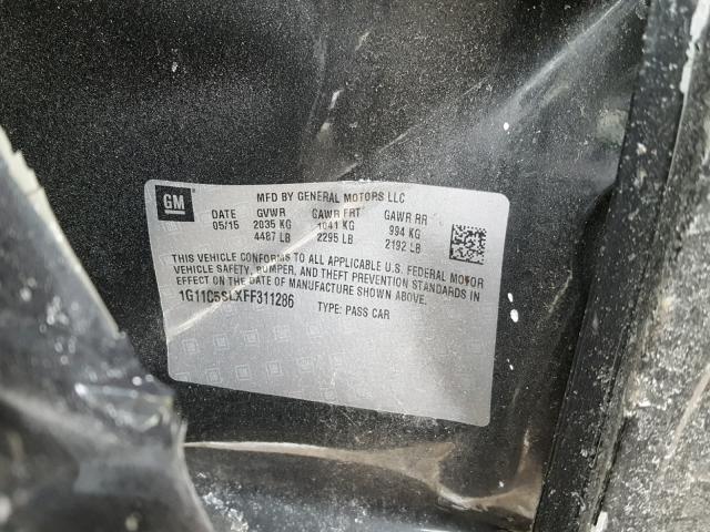 1G11C5SLXFF311286 - 2015 CHEVROLET MALIBU 1LT 黑色 照片 10