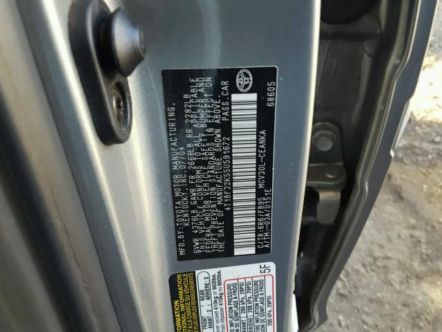 4T1BF32K55U591672 - 2005 TOYOTA CAMRY LE GRAY photo 10