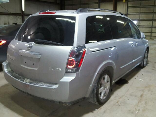 5N1BV28U28N122902 - 2008 NISSAN QUEST S SILVER photo 4