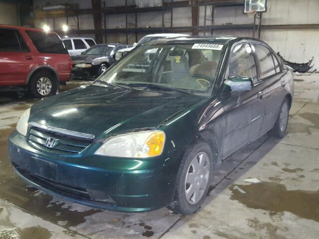 1HGES26731L041160 - 2001 HONDA CIVIC EX GREEN photo 2