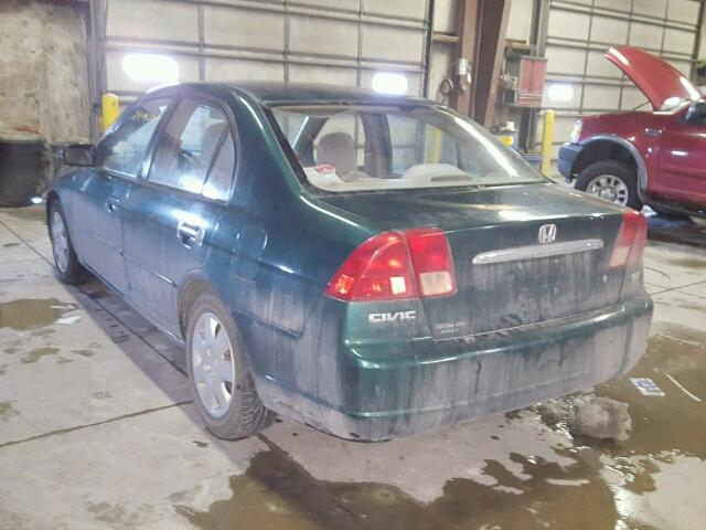 1HGES26731L041160 - 2001 HONDA CIVIC EX მწვანე ფოტო 3