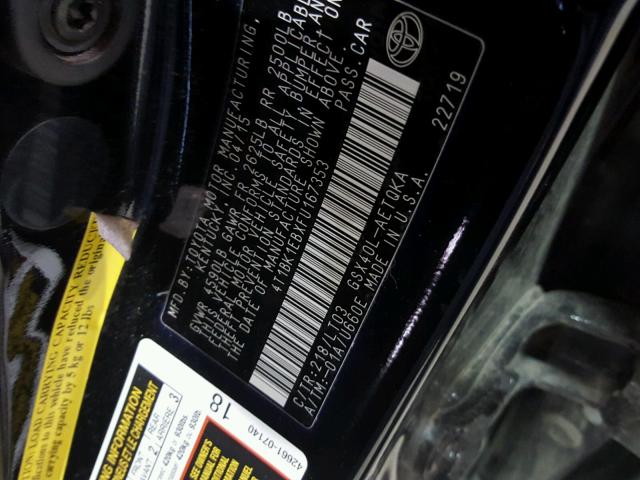 4T1BK1EBXFU167353 - 2015 TOYOTA AVALON XLE 黑色 照片 10