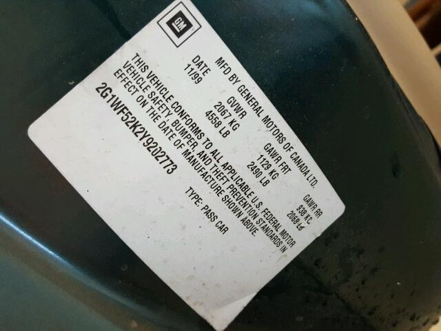 2G1WF52K2Y9202773 - 2000 CHEVROLET IMPALA 绿色 照片 10