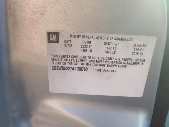 2G2WR524351247333 - 2005 PONTIAC GRAND PRIX SILVER photo 10