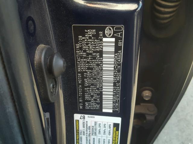 2T1KU40E89C154734 - 2009 TOYOTA COROLLA MA BLUE photo 10