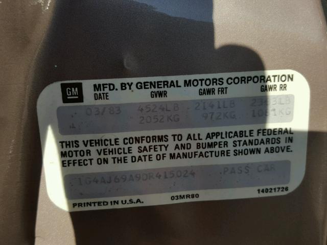 1G4AJ69A9DR415024 - 1983 BUICK REGAL TAN photo 10