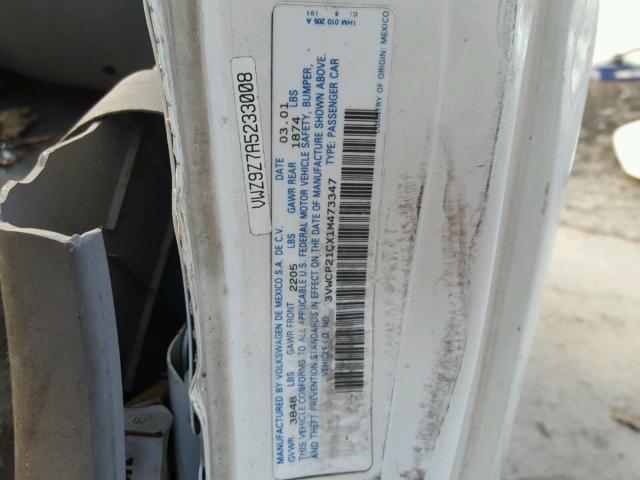 3VWCP21CX1M473347 - 2001 VOLKSWAGEN NEW BEETLE 白色 照片 10