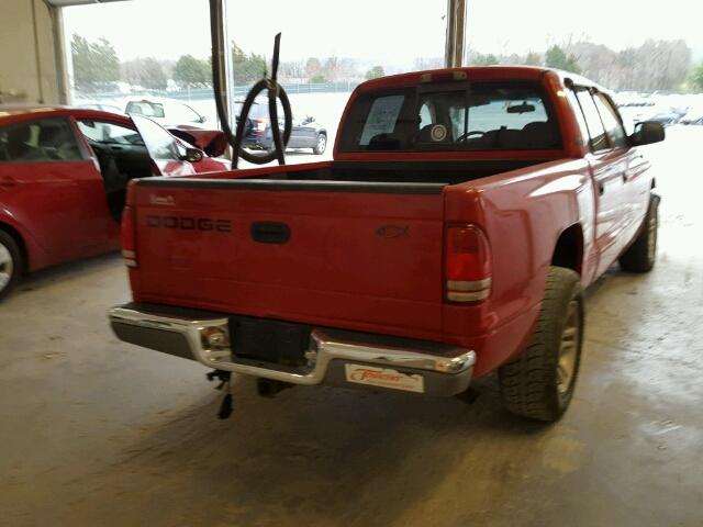 1B7GL2AN91S140498 - 2001 DODGE DAKOTA RED photo 4