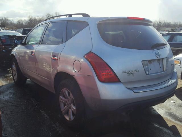 JN8AZ08W57W642535 - 2007 NISSAN MURANO SL SILVER photo 3