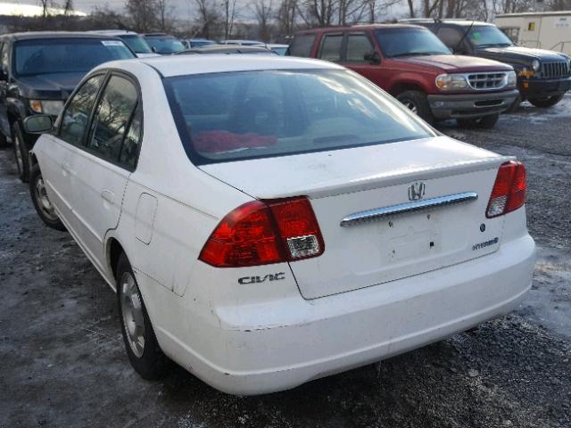 JHMES96693S010212 - 2003 HONDA CIVIC HYBR WHITE photo 3