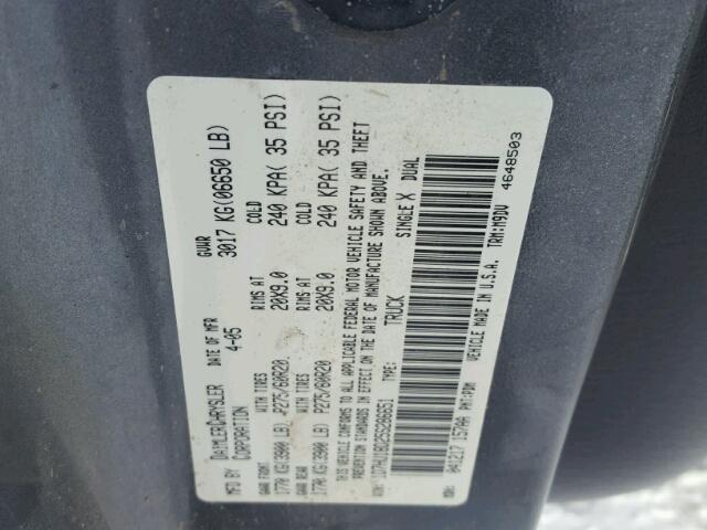 1D7HU18D25S286651 - 2005 DODGE RAM 1500 S GRAY photo 10